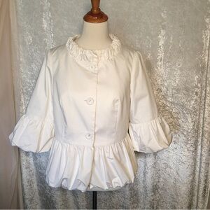 Doncaster Cream Blazer Bubble peplum hem sleeves and hem  Size 8 Vintage